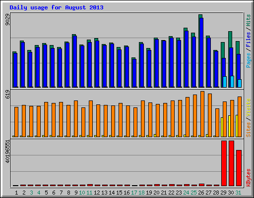 Daily usage for August 2013