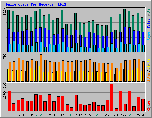 Daily usage for December 2013